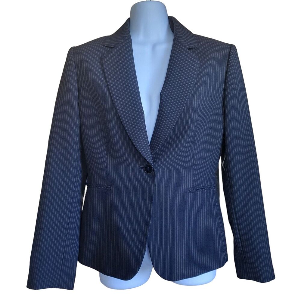 Tahari Arthur S Levine Blazer Gray Suit Jacket Notched Collar One Button…